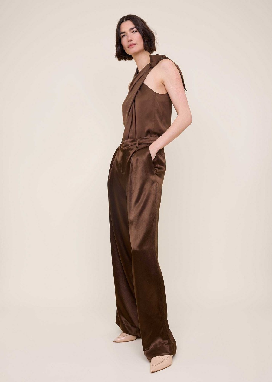 Vanilia Pleated Satin Trousers