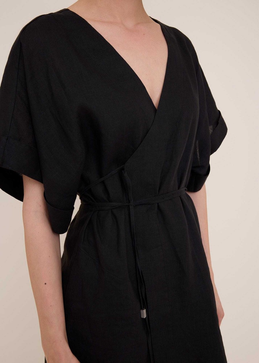 Vanilia Cord Linen Wrap Dress