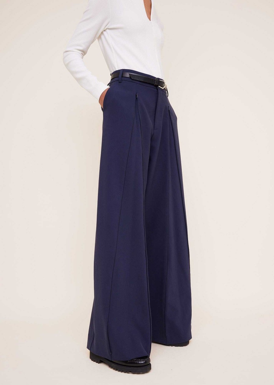 Vanilia Wide Leg Broek Met Rits