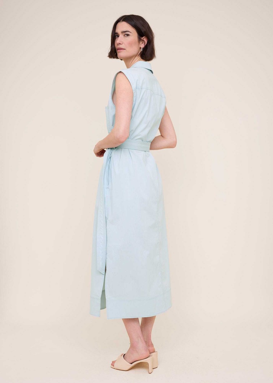 Vanilia Sleeveless Twill Midi Dress