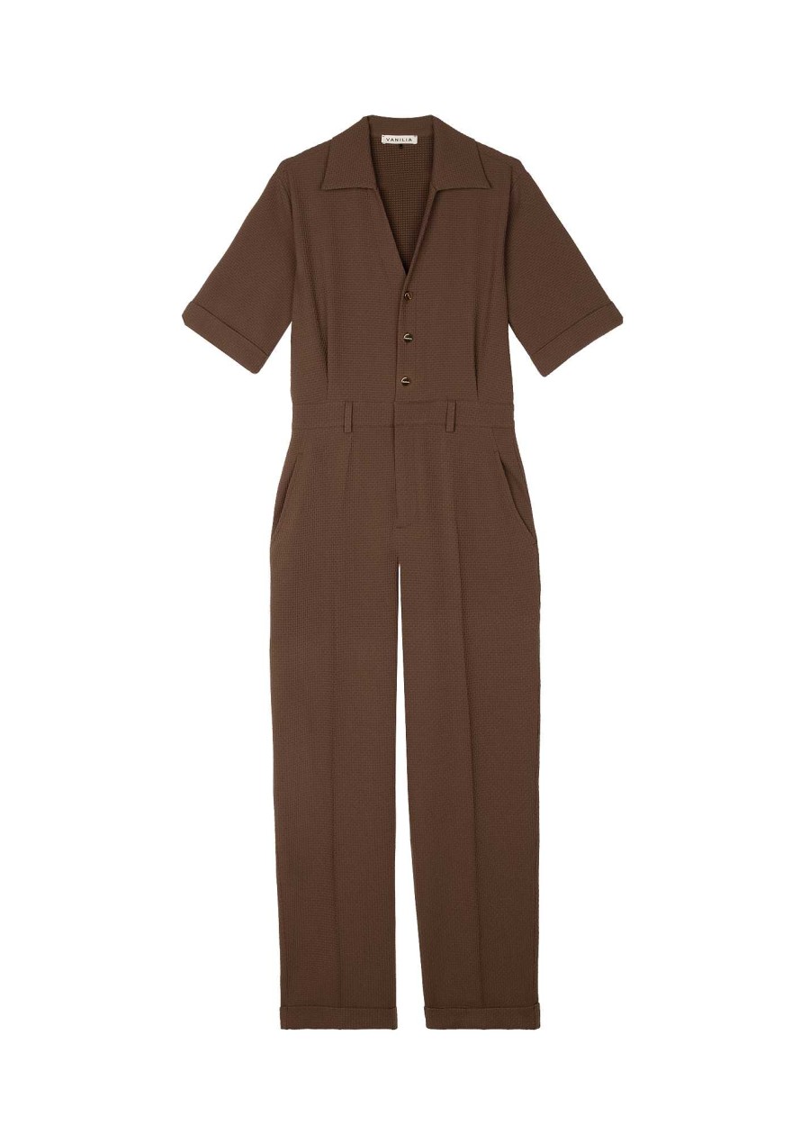 Vanilia Shortsleeve Waffle Jumpsuit