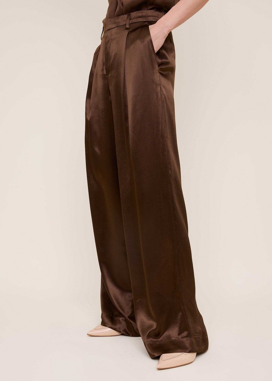 Vanilia Pleated Satin Trousers