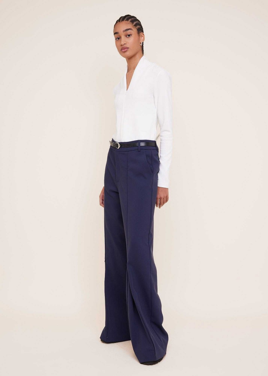 Vanilia Wide Leg Broek Met Rits