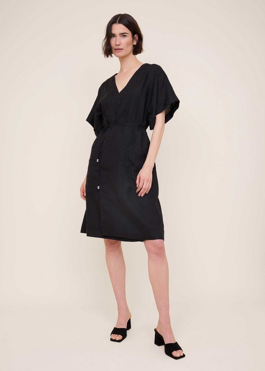 Vanilia Cord Linen Wrap Dress